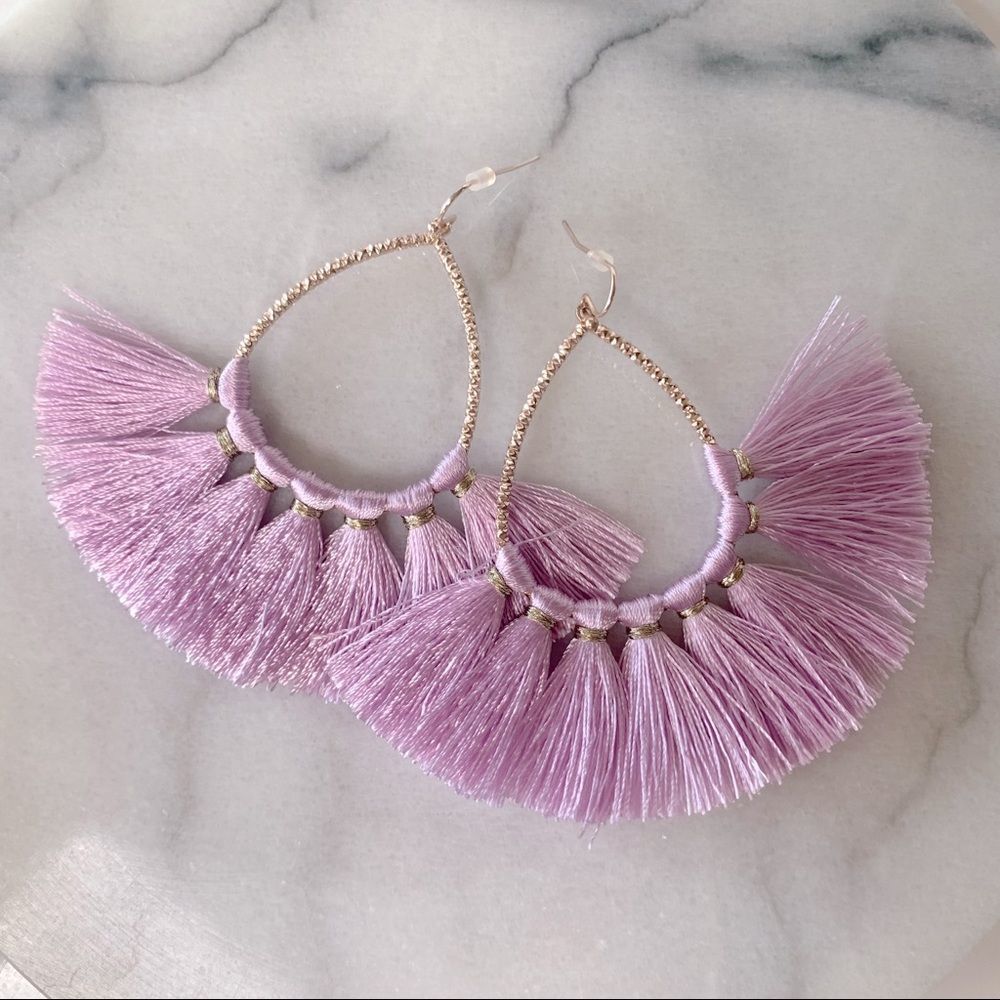 NEW Gold and Purple Tassel Earrings
